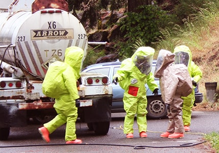 Hazmat workers in PPE